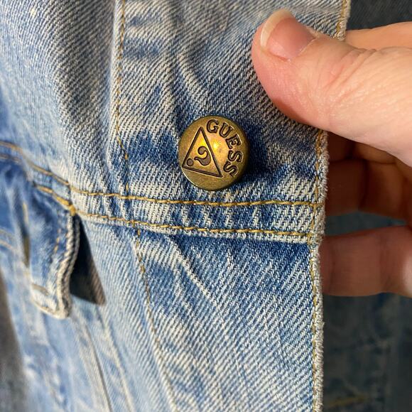 Georges Marciano Guess USA Denim Jacket Men’s XL Vintage 80s 90s triangle Logo - Picture 5 of 10